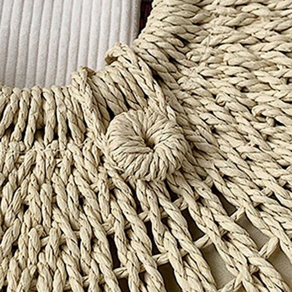 Hand-woven Straw Bag Women Summer Beach Handbag Purse Retro Rattan Tote Clutch T - Picture 2 of 8